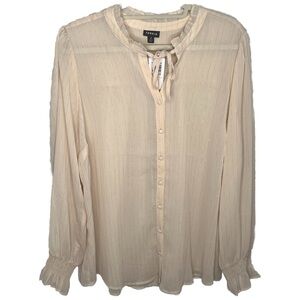 Torrid Crinkle Chiffon Button Up Mock Neck Blouse Size 2